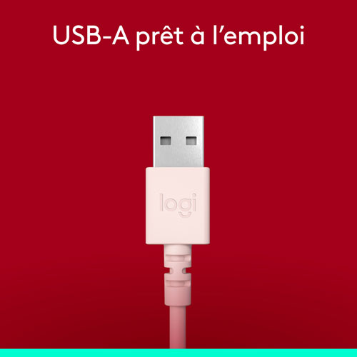 Casque d'écoute avec fil H390 de Logitech avec microphone à suppression du bruit - Rose