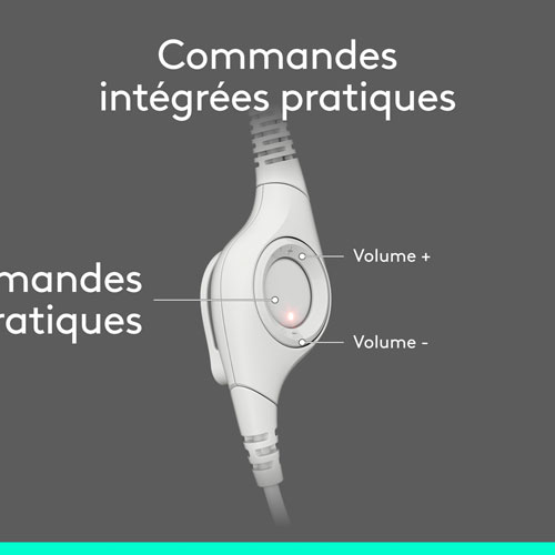 Casque d'écoute avec fil H390 de Logitech avec microphone à suppression du bruit - Blanc cassé