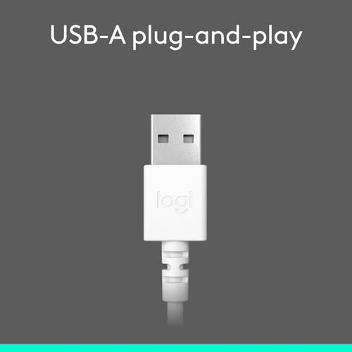 Casque d'écoute avec fil H390 de Logitech avec microphone à suppression du bruit - Blanc cassé