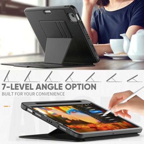 Shockproof Leather Magnetic Smart Cover Stand Case & Pencil Holder for iPad Pro 11" 1st 2nd 3rd Gen. / Air 4 5 4th 5th Gen., Navy