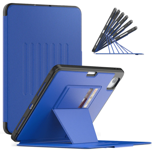 Image 1 de 5.. Étui-support magnétique en cuir antichoc Smart Cover et porte-stylet pour iPad mini 6 7 6ᵉ 7ᵉ gén., bleu marine