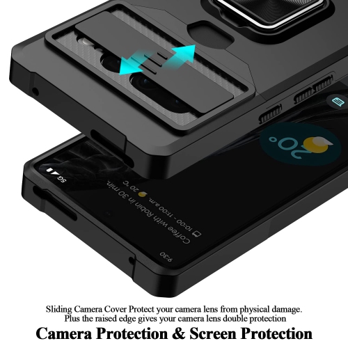 Pour Pixel 7 Pro de Google, étui portefeuille multifonction Pixel 7 Pro, porte-carte, couvercle coulissant, support magnétique à anneau, étui-support