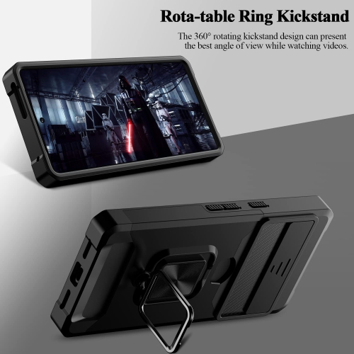 Pour Pixel 7 Pro de Google, étui portefeuille multifonction Pixel 7 Pro, porte-carte, couvercle coulissant, support magnétique à anneau, étui-support