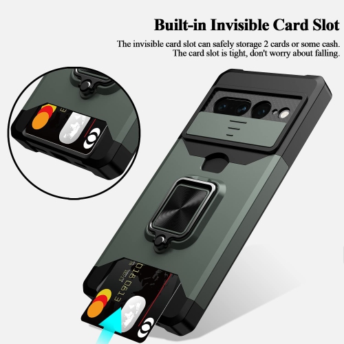 Pour Pixel 7 Pro de Google, étui portefeuille multifonction Pixel 7 Pro, porte-carte, couvercle coulissant, support magnétique à anneau, étui-support