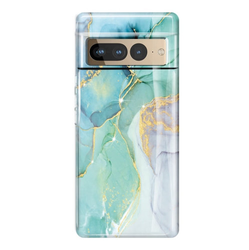 HLD Pixel 7 Pro Case, Google Pixel 7 Pro Marble Glitter Brilliant Cute Design Soft Silicone Rubber Tpu Bumper Cover Phone Case for Google Pixel 7 Pro(2022) -Abstract Mint