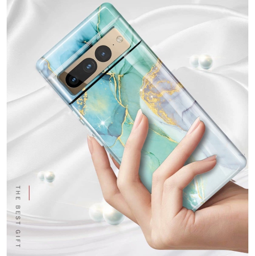 Pixel 7 Pro Case,Google Pixel 7 Pro Marble Glitter Brilliant Cute Design Soft Silicone Rubber TPU Bumper Cover Phone Case for Google Pixel 7