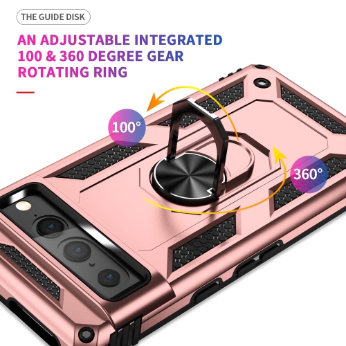 Pour étui Pixel 7 Pro de Google, béquille en anneau protecteur antichoc militaire, étui arrière double couche protection antichoc Defender Armor pour
