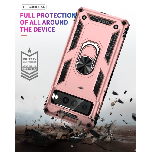 Pour étui Pixel 7 Pro de Google, béquille en anneau protecteur antichoc militaire, étui arrière double couche protection antichoc Defender Armor pour
