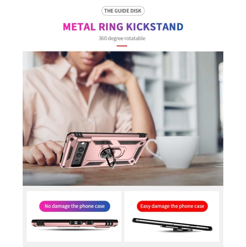 Pour étui Pixel 7 Pro de Google, béquille en anneau protecteur antichoc militaire, étui arrière double couche protection antichoc Defender Armor pour