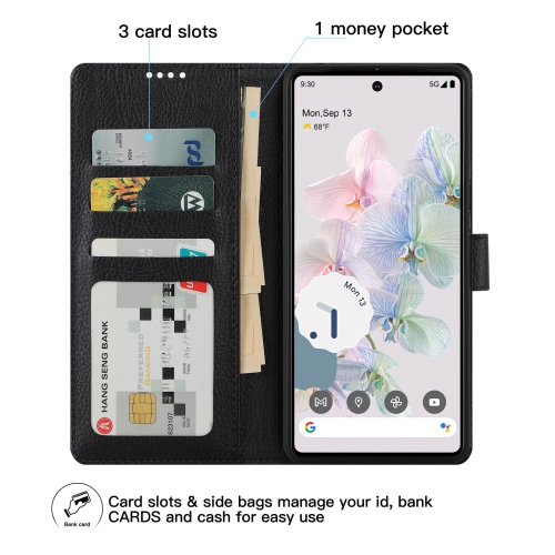 Google Pixel 7 Case Leather, Pixel 7 Wallet Case, Card Slot Magnetic Closure RFID Blocking Flip Case for Google Pixel 7 2022