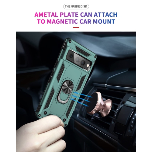 Étui rigide ajusté/béquille en TPUR/hybride de qualité militaire pour 7 Pixel 7 PRO de Google-Vert