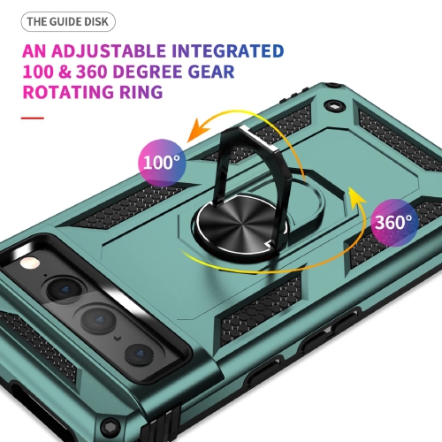 Étui rigide ajusté/béquille en TPUR/hybride de qualité militaire pour 7 Pixel 7 PRO de Google-Vert