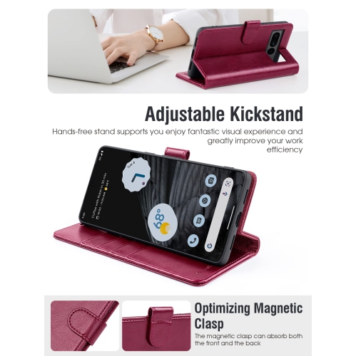 Compatible with Google Pixel 7 Pro Case Wallet, PU Leather Flip Folio Case with Card Holders RFID Blocking Kickstand Shockproof TPU Inner Shell Phone