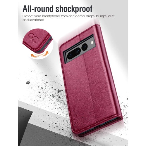 Compatible with Google Pixel 7 Pro Case Wallet, PU Leather Flip Folio Case with Card Holders RFID Blocking Kickstand Shockproof TPU Inner Shell Phone