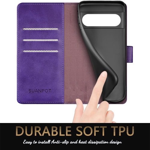 Pour Pixel 7 Pro 5G de Google avec porte-cartes de crédit à blocage RFID, étui protecteur en cuir de polyuréthane Flip Book femmes pour Pixel 7 Pro