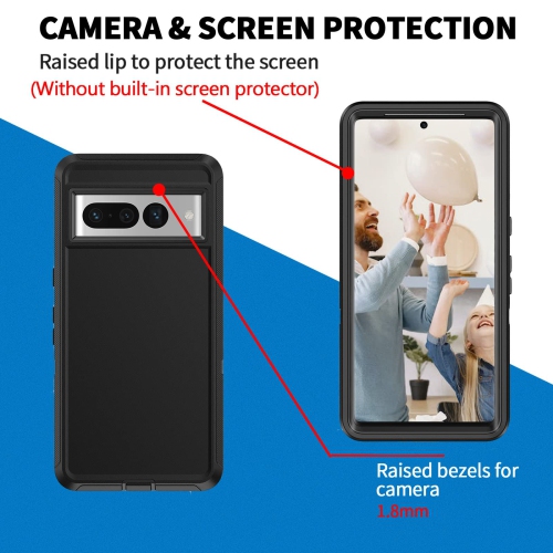 Étui Defender pour Pixel 7 Pro 5G de Google, robuste antichoc, hermétique à la poussière 3-en-1, étui protecteur robuste pour Pixel 7 Pro 5G