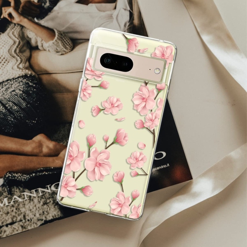Designed for Google Pixel 7 Case, Crystal Clear Flower Marble Soft & Flexible TPU Anti-Scratch Protection Slim Thin Women Girls Floral Cute Phone