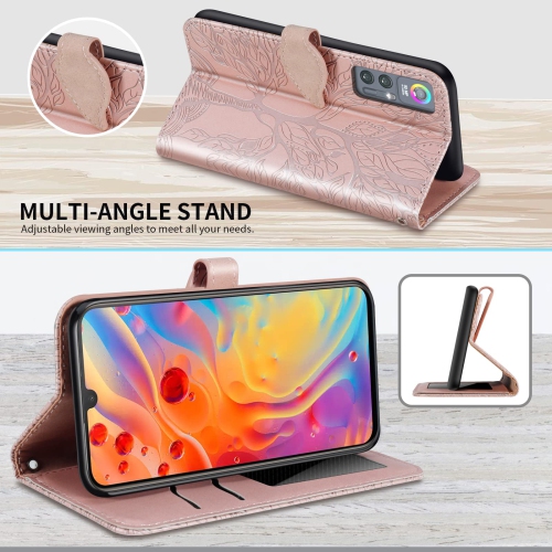 5G Wallet Case with Card Holder/Slot, PU Leather Flip Folio Shell Magnetic Closure Wrist Strap Kickstand Shockproof Cover Fit 30 5G,Rose Gold