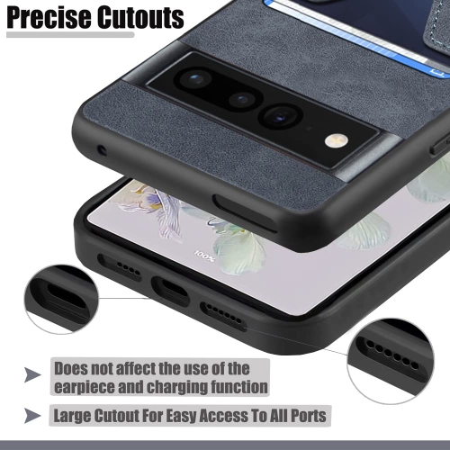 Étui portefeuille en cuir pu avec fentes pour carte de crédit Pixel 7 Pro de Google pour Pixel 7 Pro de Google - Gris