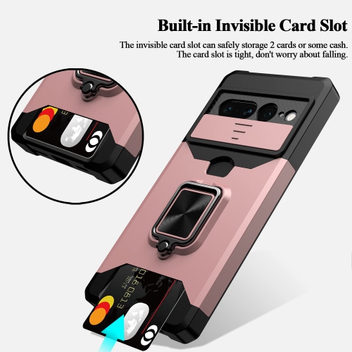 Pour Pixel 7 Pro de Google, étui portefeuille multifonction Pixel 7 Pro, porte-carte, couvercle coulissant, support magnétique à anneau, étui-support