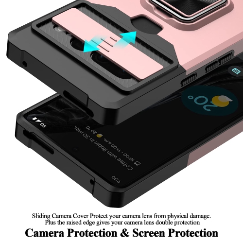 Pour Pixel 7 Pro de Google, étui portefeuille multifonction Pixel 7 Pro, porte-carte, couvercle coulissant, support magnétique à anneau, étui-support