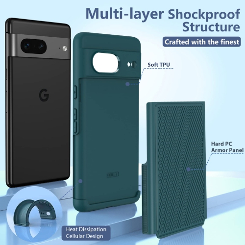 for Google Pixel-7 Case Rugged: Dual Layer Protective Heavy Duty Cell Phone Cover Shockproof with Non Slip Textured - Military Protection Bumper