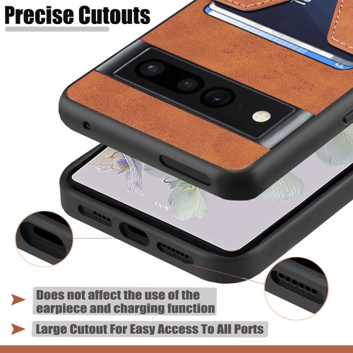 Étui portefeuille en cuir pu avec fentes pour carte de crédit Pixel 7 Pro de Google pour Pixel 7 Pro de Google - Brun