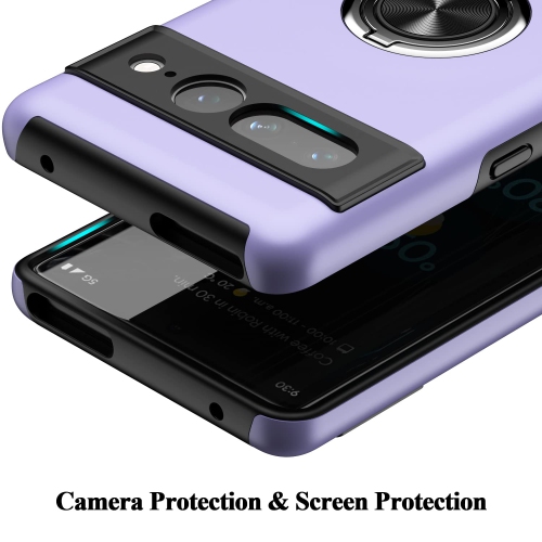 Étui pour Pixel 7 Pro de Google, étui béquille mince double couche protection de qualité militaire pour Pixel 7 Pro, étui antichoc à anneau dissimulé