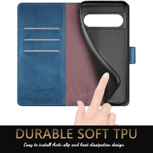 Pour Pixel 7 Pro 5G de Google avec porte-cartes de crédit à blocage RFID, étui protecteur en cuir de polyuréthane Flip Book femmes pour Pixel 7 Pro