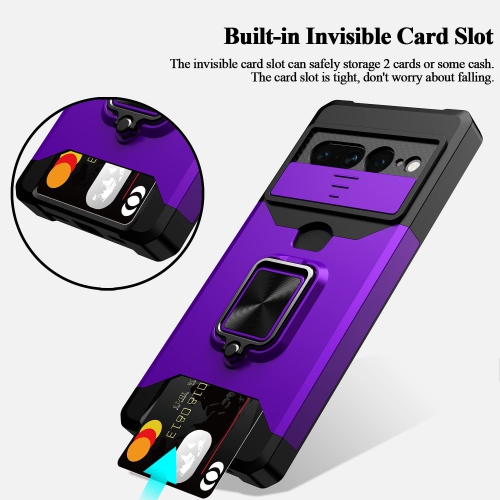 Pour Pixel 7 Pro de Google, étui portefeuille multifonction Pixel 7 Pro, porte-carte, couvercle coulissant, support magnétique à anneau, étui-support