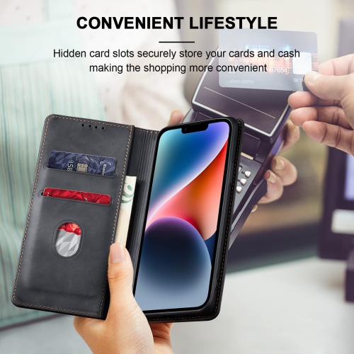 Jasonyu – Étui portefeuille pour iPhone 14, étui en cuir de polyuréthane avec support, rabat folio magnétique, étui intérieur antichoc en TPUR et