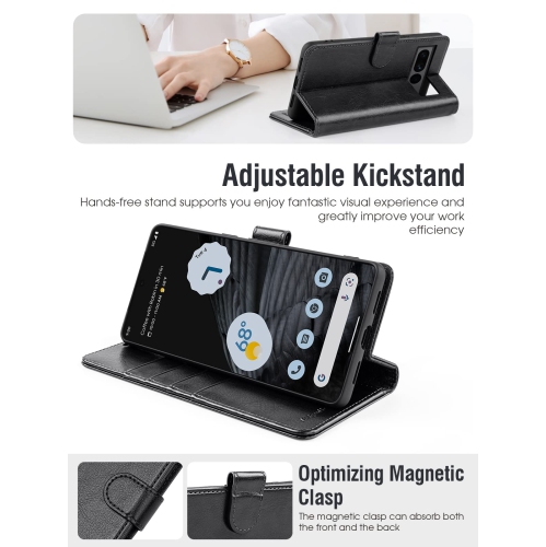 Compatible with Google Pixel 7 Pro Case Wallet, PU Leather Flip Folio Case with Card Holders RFID Blocking Kickstand Shockproof TPU Inner Shell Phone