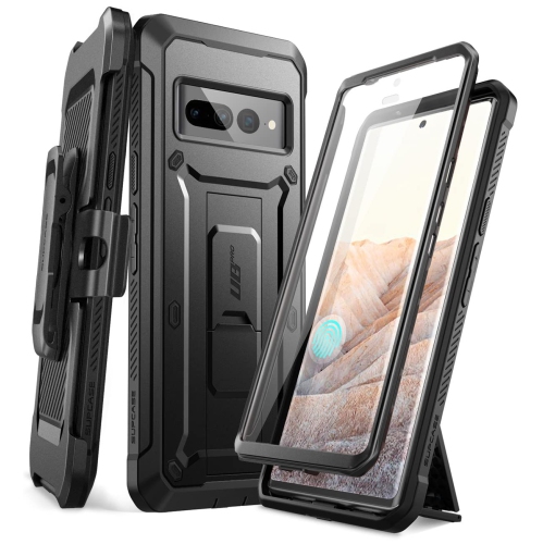 HLD Unicorn Beetle Pro Series Case for Google Pixel 7 Pro (2022 Release), Full-Body Rugged Belt-Clip & Kickstand Case With Built-In Screen Protector (Black)