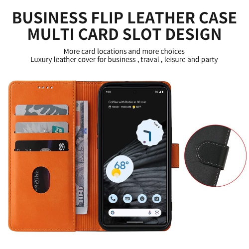 Étui portefeuille en cuir véritable pour Pixel 7 Pro de Google avec béquille RFID anti-vol fermoir magnétique robuste fentes pour cartes de crédit