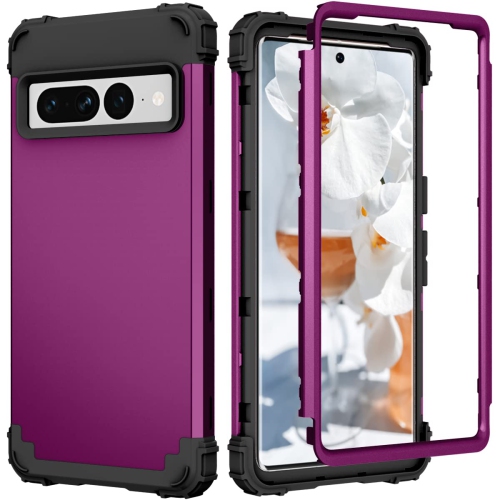 HLD for Google Pixel 7 Pro Rugged Case With Tempered Glass Screen Protector, Heavy Duty Shockproof Protective Case Anti-Drop for Google Pixel 7 Pro (Purple)