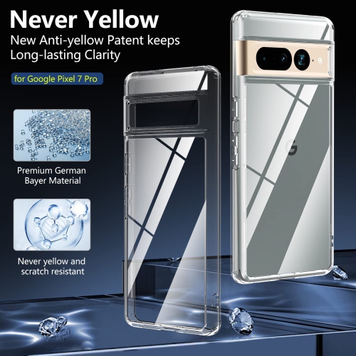 Étui Crystal Clear de ottpluscase pour Pixel 7 Pro de Google, étui pour Pixel 7 Pro Étui rigide, robuste, antichoc, rigide, protection antirayure