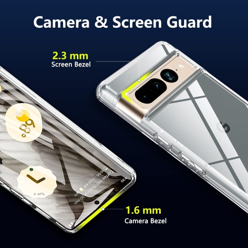 Étui Crystal Clear de ottpluscase pour Pixel 7 Pro de Google, étui pour Pixel 7 Pro Étui rigide, robuste, antichoc, rigide, protection antirayure