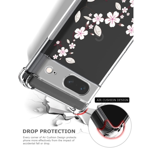 Floral Clear Case for Pixel 7 for Women Girls,Pretty Phone Cover for Google Pixel 7,Flower Design Slim Flexible Transparent Drop Proof TPU Protective