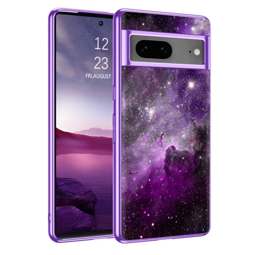 HLD Pixel 7 Case, Google Pixel 7 Case, Slim Fit Glow In The Dark Soft Flexible Bumper Protective Shockproof Non-Slip Women Girls Cute Case Cover for Google Pixel 7 (2022), Purple Nebul