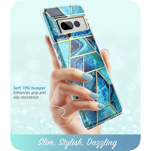 Cosmo Series for Google Pixel 7 Pro Case, Slim Full-Body Stylish Protective Case with Built-in Screen Protector (Ocean)