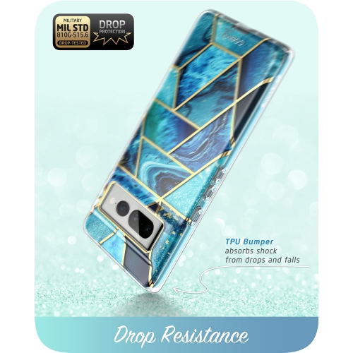 Cosmo Series for Google Pixel 7 Pro Case, Slim Full-Body Stylish Protective Case with Built-in Screen Protector (Ocean)