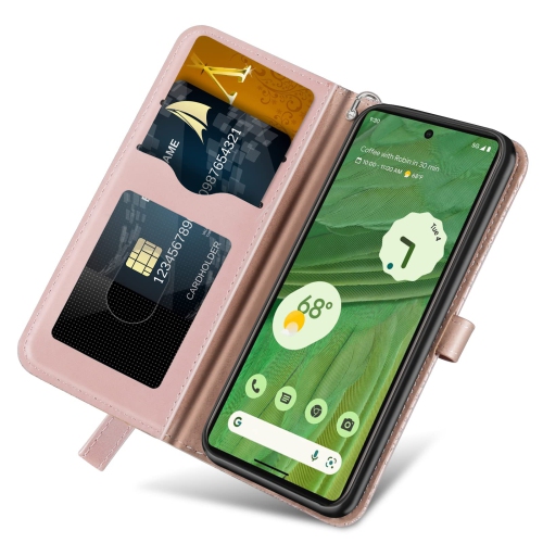 Google Pixel 7 Wallet Case with Card Holder/Slot,PU Leather Flip Folio Shell Magnetic Closure Wrist Strap Kickstand Shockproof Cover Fit Google Pixel