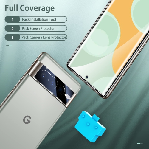 UniqueMe Screen & Camera Lens Protectors for Google Pixel 7 Pro 6.7-inch with Easy Installation Tool - Black - 5 Pack