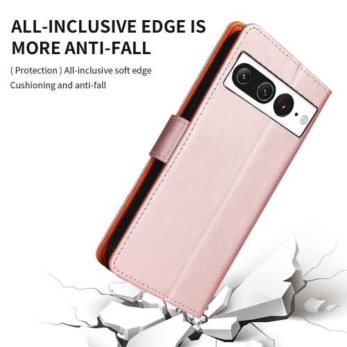 Étui portefeuille en cuir véritable pour Pixel 7 Pro de Google avec béquille anti-RFID fermoir magnétique robuste fentes pour cartes de crédit et