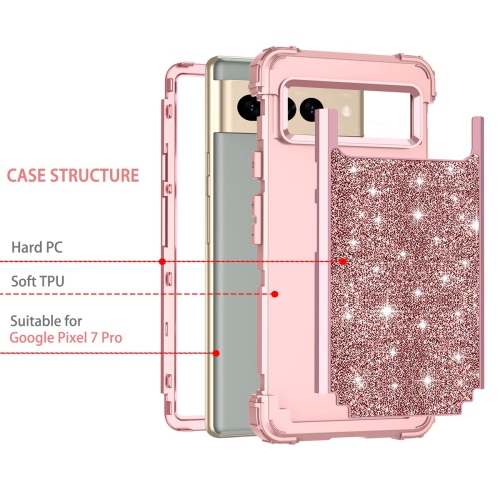 for Google Pixel 7 Pro Case Glitter Sparkly Bling Shockproof Heavy Duty Hybrid Sturdy Drop Protective Cover Women Girl Case for Google Pixel 7 Pro