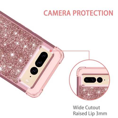 for Google Pixel 7 Pro Case Glitter Sparkly Bling Shockproof Heavy Duty Hybrid Sturdy Drop Protective Cover Women Girl Case for Google Pixel 7 Pro