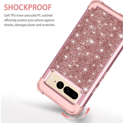 for Google Pixel 7 Pro Case Glitter Sparkly Bling Shockproof Heavy Duty Hybrid Sturdy Drop Protective Cover Women Girl Case for Google Pixel 7 Pro