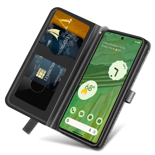 Google Pixel 7 Wallet Case with Card Holder/Slot,PU Leather Flip Folio Shell Magnetic Closure Wrist Strap Kickstand Shockproof Cover Fit Google Pixel