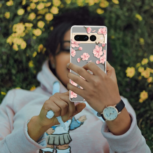 Conçu pour le Pixel 7 Pro de Google, étui souple et souple en TPUR anti-rayures pour femmes minces et minces fleurs/fleurs/fleurs/rose pour Pixel 7