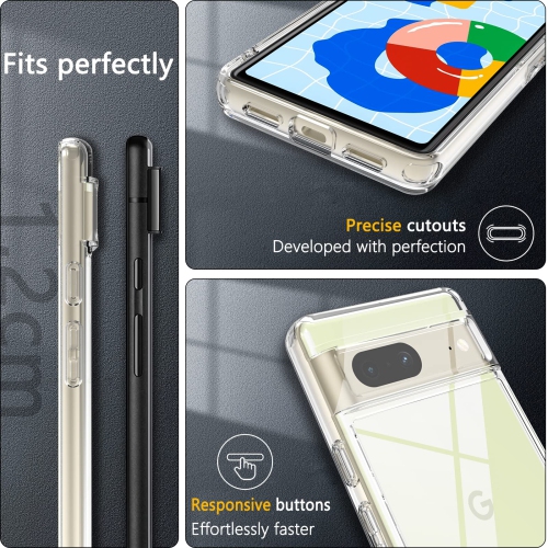 ottpluscase for Google Pixel 7 Case with Tempered Glass Screen Protector, Pixel 7 Case Transparent Rugged Tough Shockproof Slim Case Cover Fit for